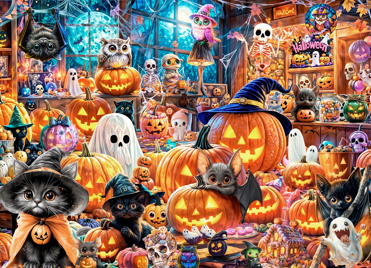 Halloween Havoc Jigsaw Puzzle 1000 Piece by Vermont Christmas Company - Halloween Puzzles with Randomly Shaped Pieces - 26 5/8" x 19 1/4"